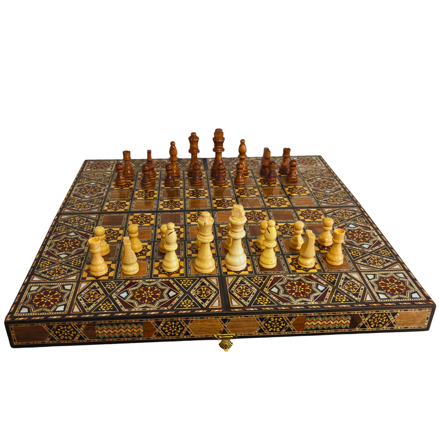 Tavolo da Backgammon e Scacchi Damaschino Fatto a Mano da Gaby Al Dayeh – Capolavoro con Intarsi in Madreperla