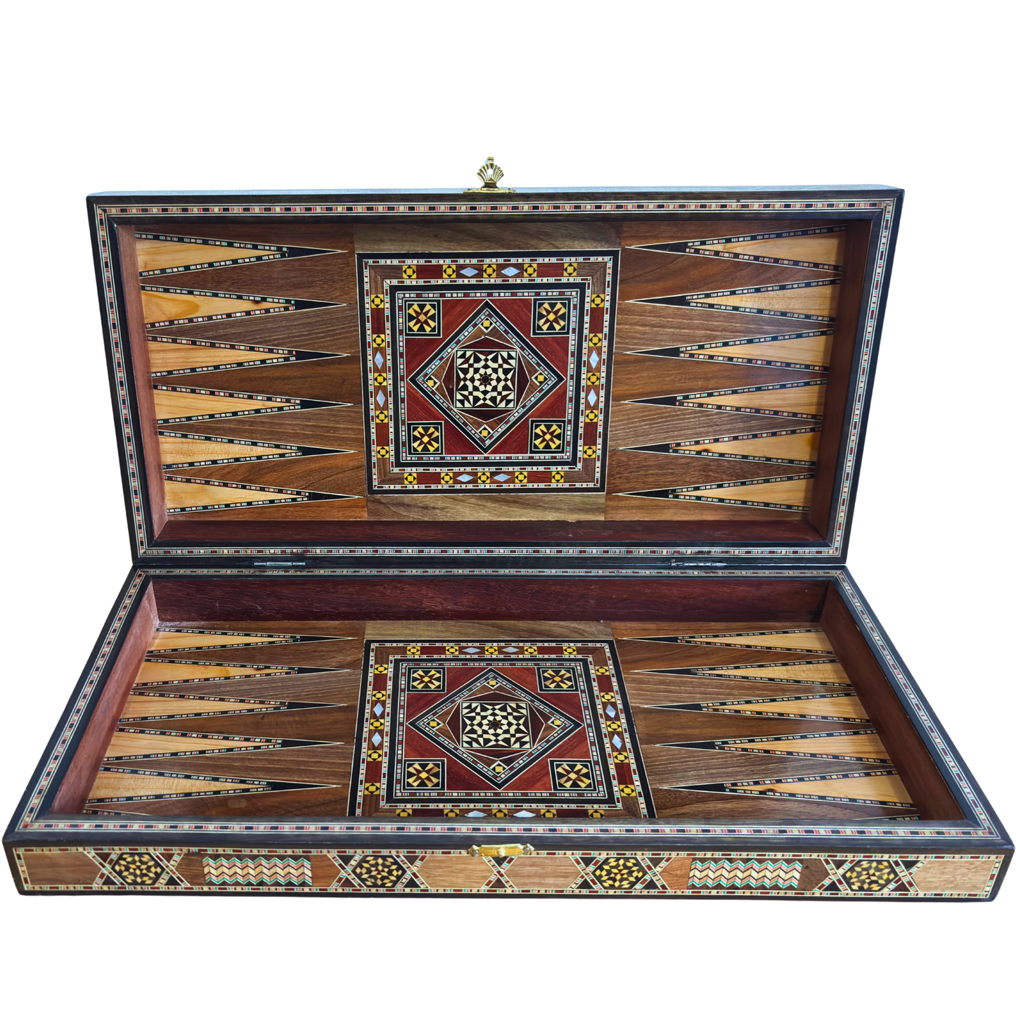 Tavolo da Backgammon e Scacchi Damaschino Fatto a Mano da Gaby Al Dayeh – Capolavoro con Intarsi in Madreperla