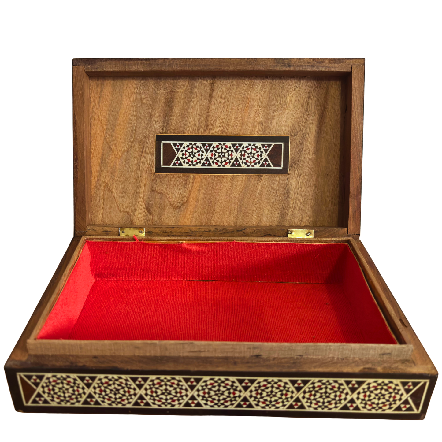 Seltene Vintage 1970 Kamelmosaikbox – Handgefertigte orientalische Damaszenerkunst mit Perleneinlage