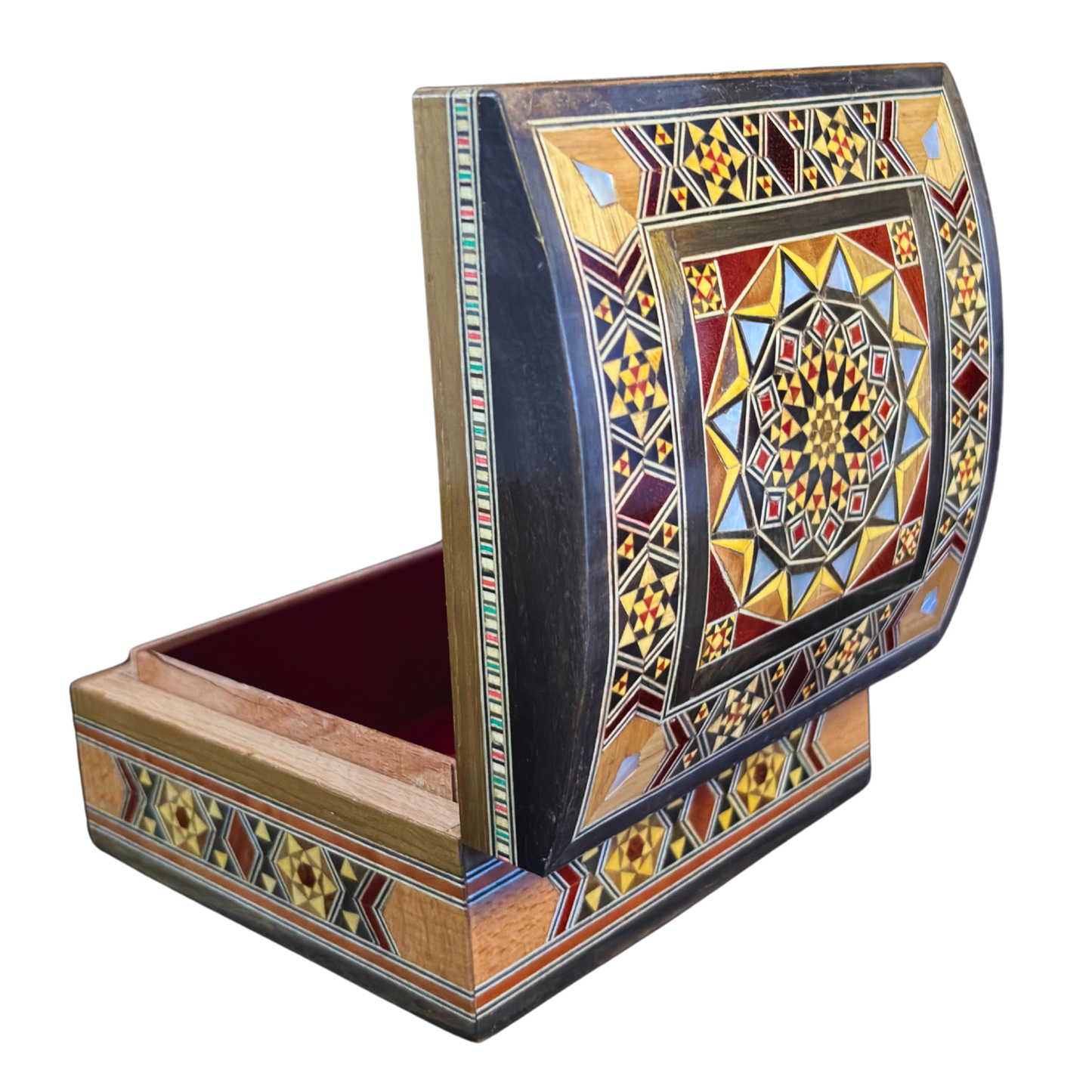 Boîte en Mosaïque Damascène Faite Main – Nacre & Velours