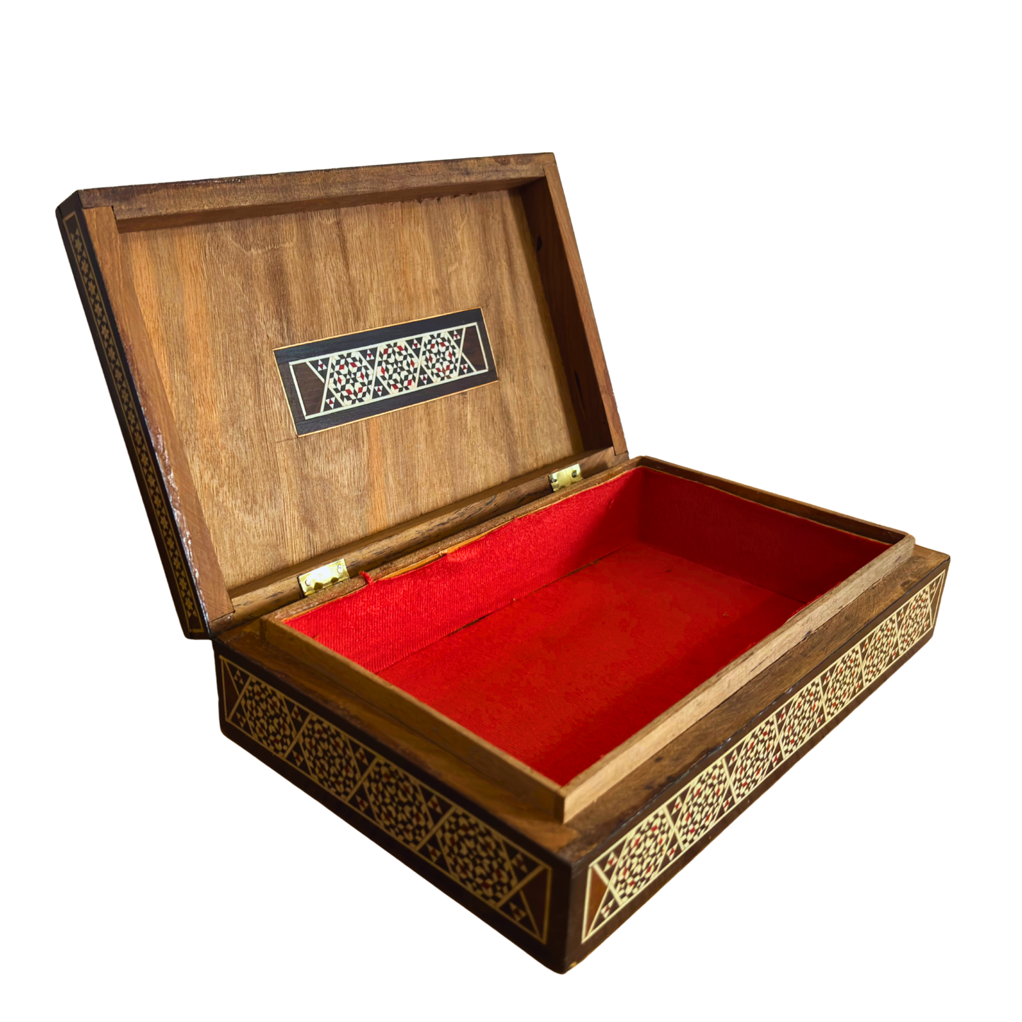 Seltene Vintage 1970 Kamelmosaikbox – Handgefertigte orientalische Damaszenerkunst mit Perleneinlage