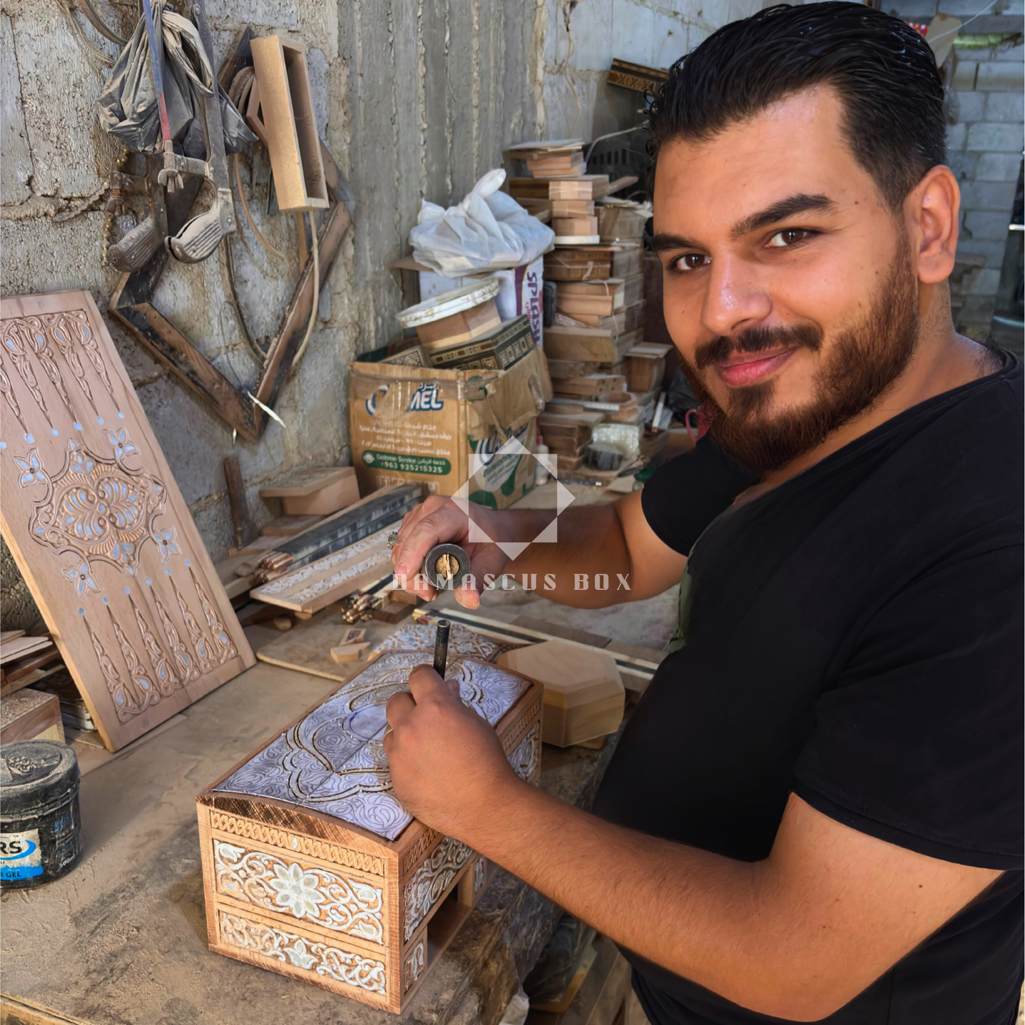 Scatola Damascena per Gioielli – Fatto a Mano con Madreperla