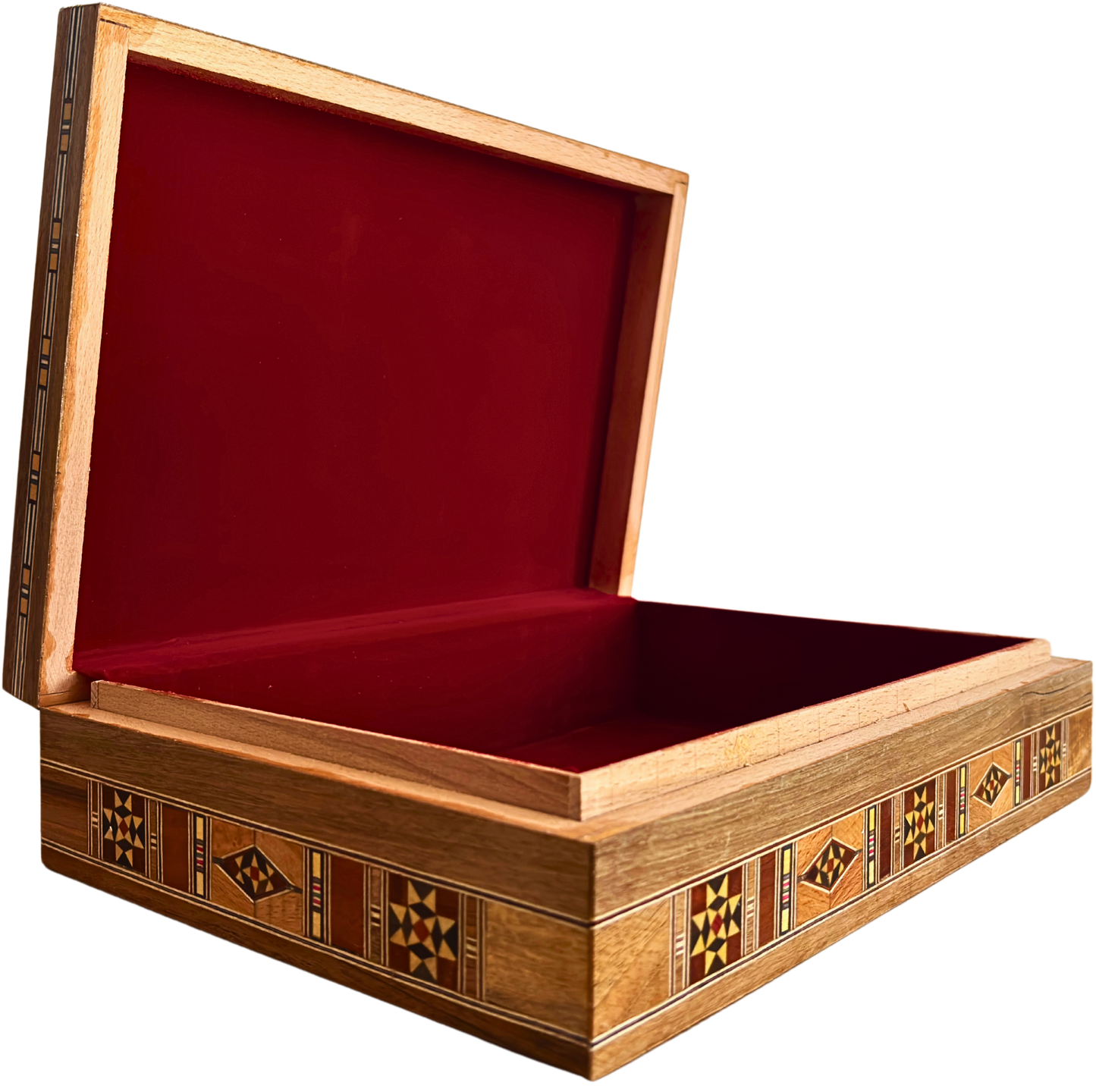 Élégante grande boîte en mosaïque – Coffret en bois fait main pour bijoux et souvenirs, doublé de velours