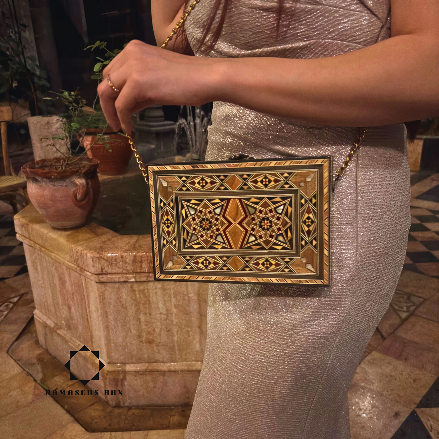 Damascener Mozaïek Handtas met Parelmoer – Handgemaakte Oosterse Elegantie