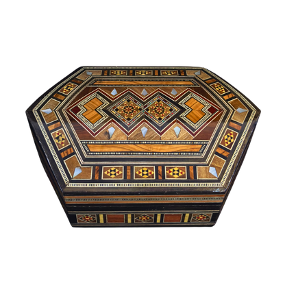 Handcrafted Damascene Mosaic Box – Mother of Pearl & Velvet Harmony