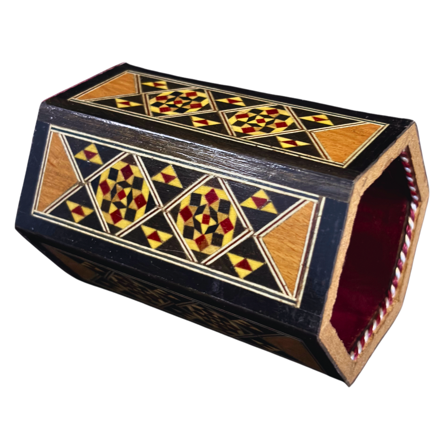 Handcrafted Damascene Mosaic Pen Holder – Velvet Interior