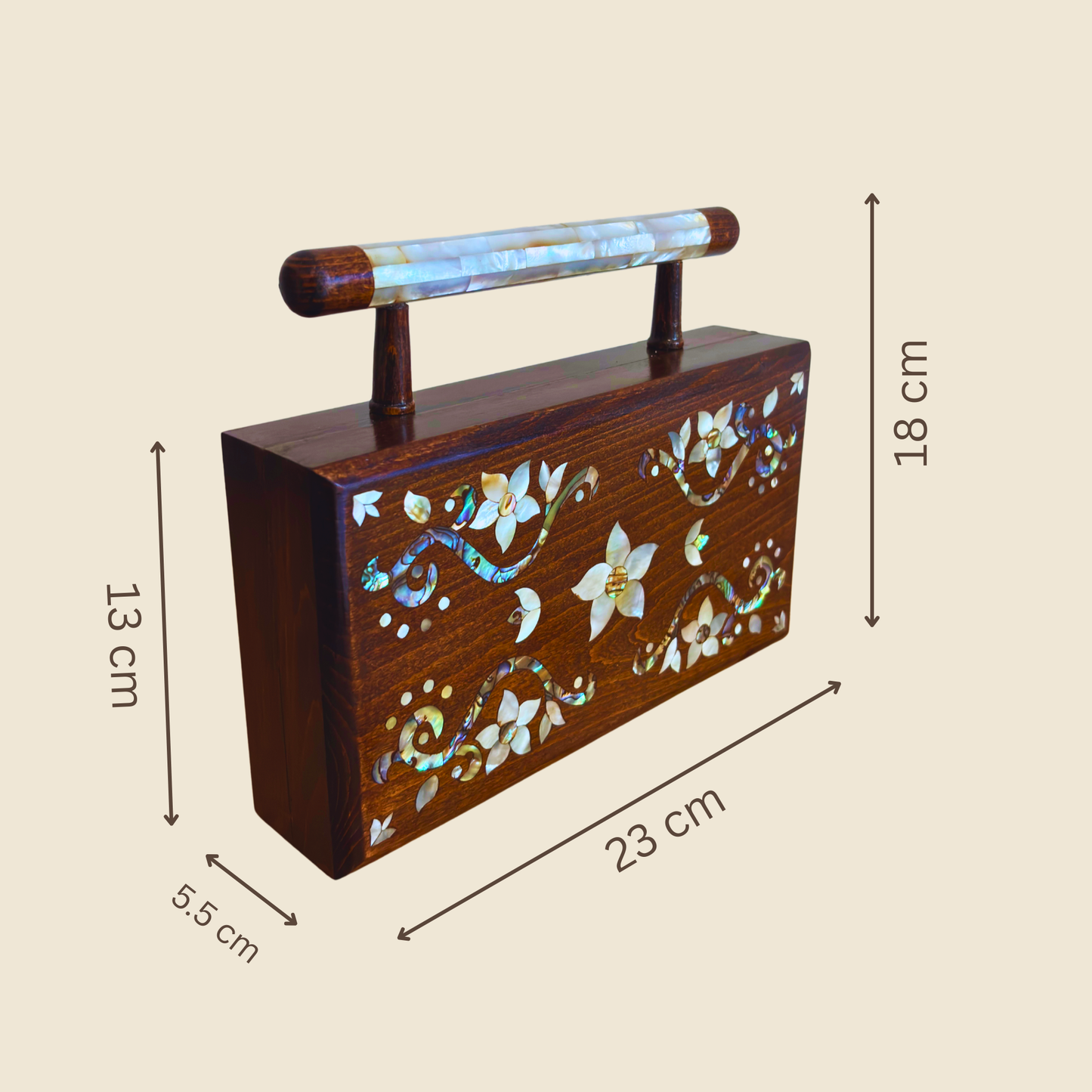 Sham – Luxury Damascene Clutch with Floral Mother of Pearl & Brocade Interior