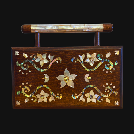 Sham – Pochette Damasquine de Luxe avec Nacre Florale & Brocart