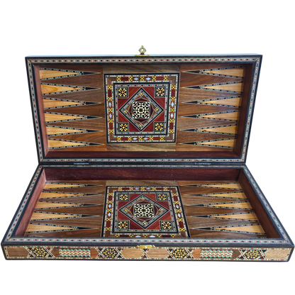 Tavolo da Backgammon e Scacchi Damaschino Fatto a Mano da Gaby Al Dayeh – Capolavoro con Intarsi in Madreperla