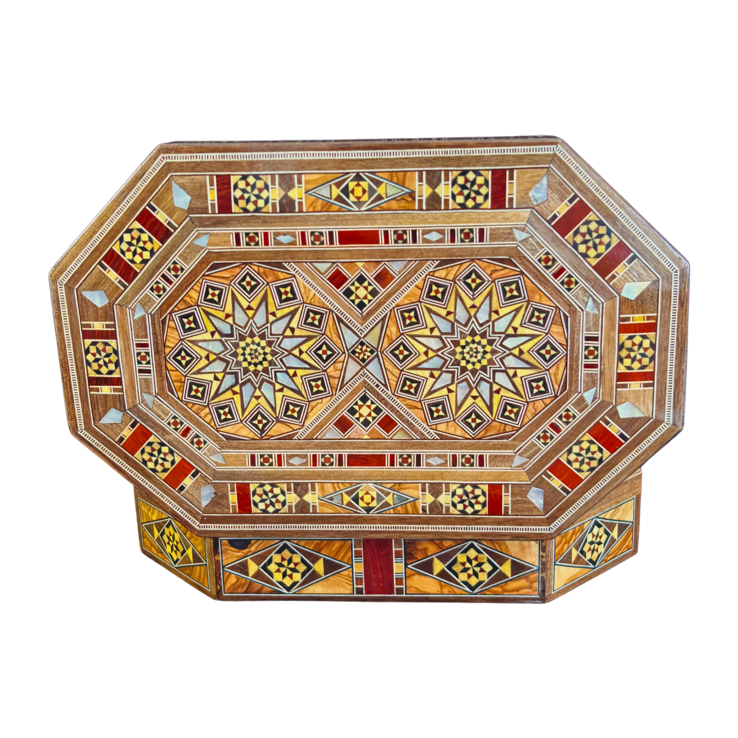 Handgefertigte Mosaik-Schatulle aus Damaskus – Perlmutt & Samt
