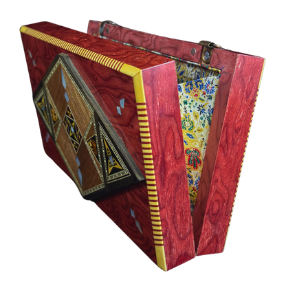 Luxury Damascene Mosaic Clutch with Mother of Pearl & Brocade Interior