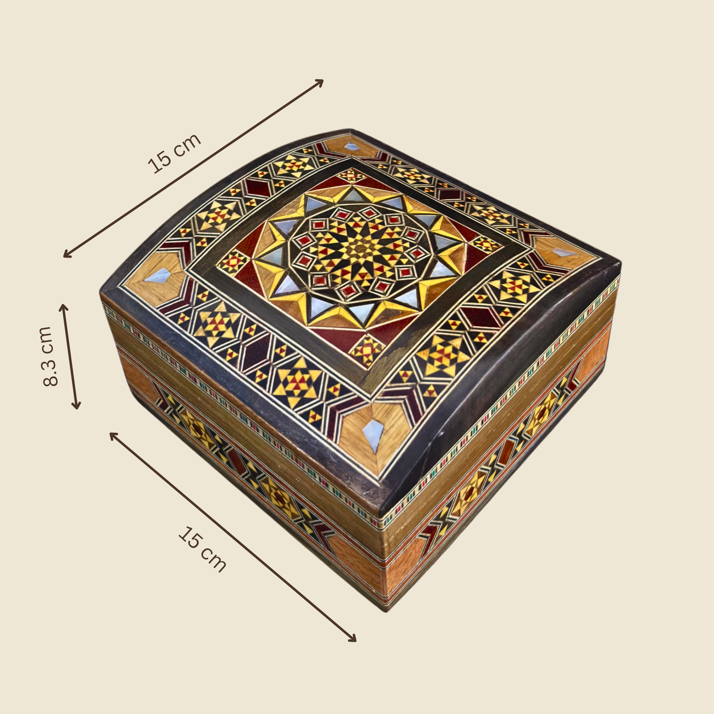Scatola Artigianale in Mosaico Damasceno – Madreperla e Velluto