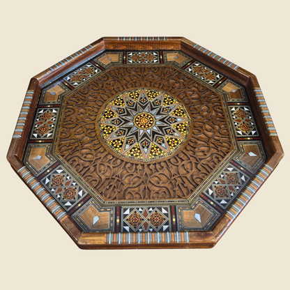 Luxury Damascene Mosaic Serving Tray – Mother of Pearl & Hand-Carved Elegance
