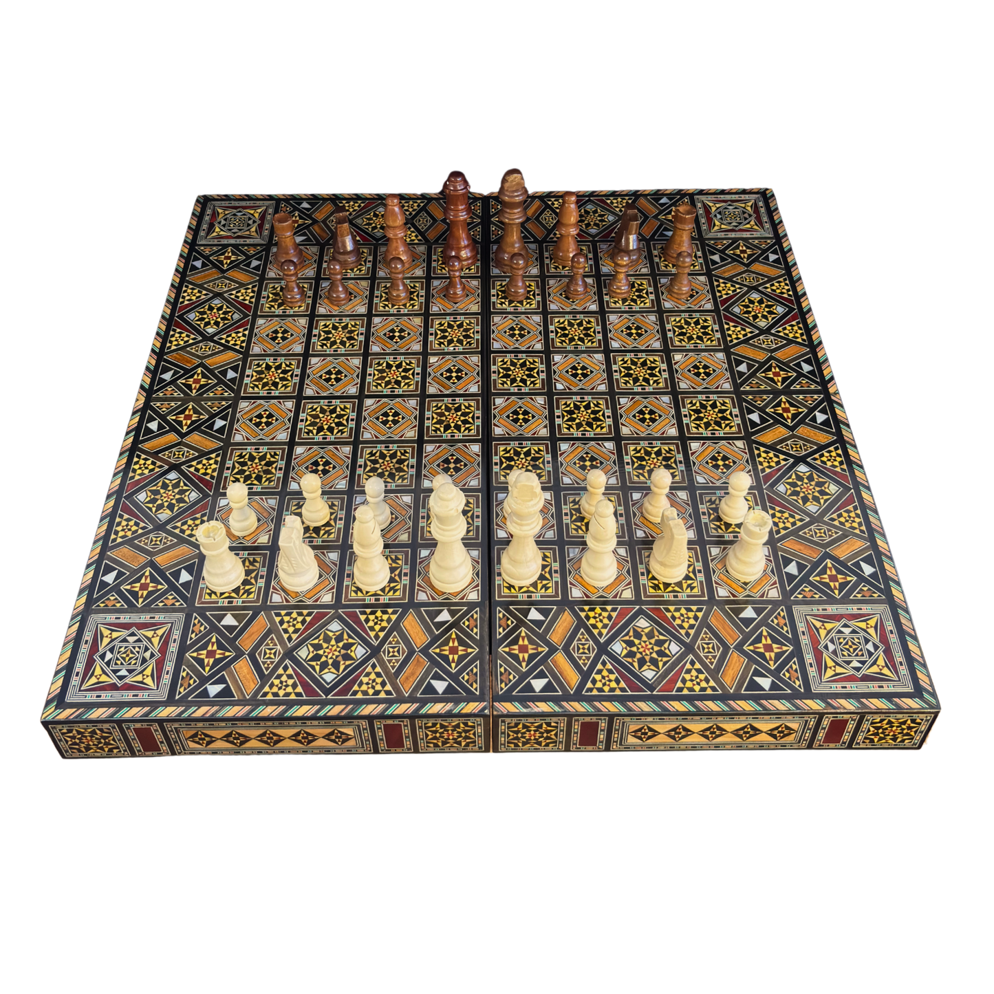 Set di Scacchi e Backgammon di Lusso – Arte Damascena e Madreperla