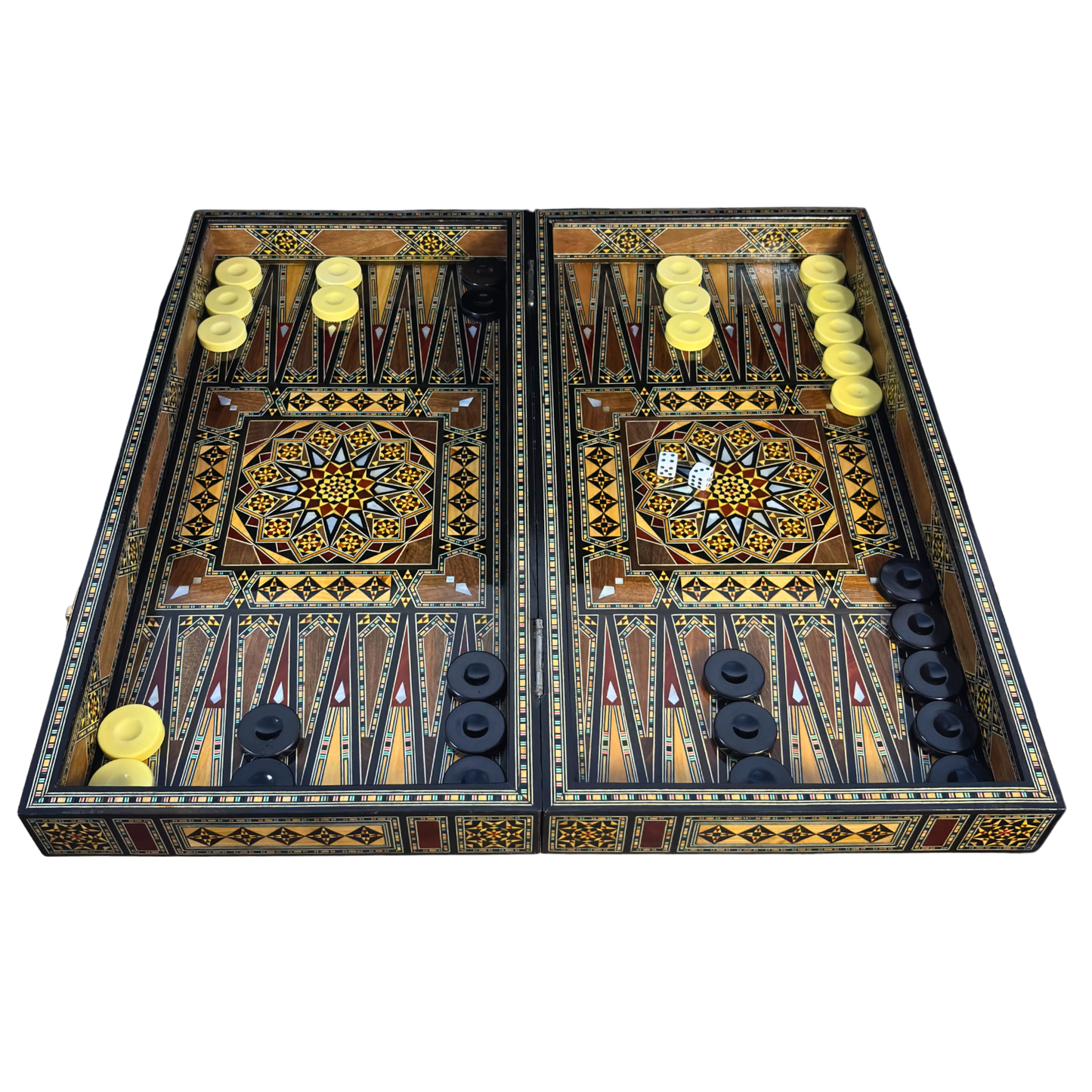 Traditionelles Schach- & Backgammon-Set – Mosaikkunst aus Damaskus