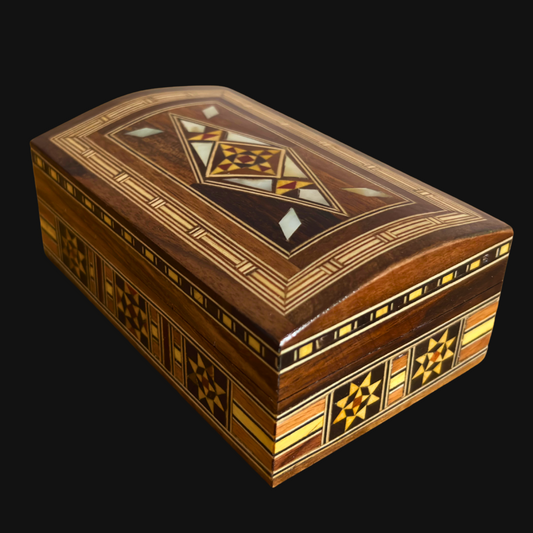 Handcrafted Damascene Jewelry Box with Mother of Pearl Inlay – Luxury Wood Keepsake