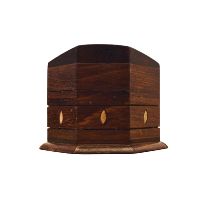 Ręcznie Rzeźbione Pudełko z Buku – Masa Perłowa i Wykończenie Orzechowe