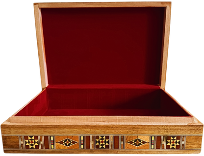 Élégante grande boîte en mosaïque – Coffret en bois fait main pour bijoux et souvenirs, doublé de velours