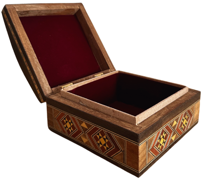 Damascene Mosaic Jewelry Box – Handmade with Mother of Pearl Inlay