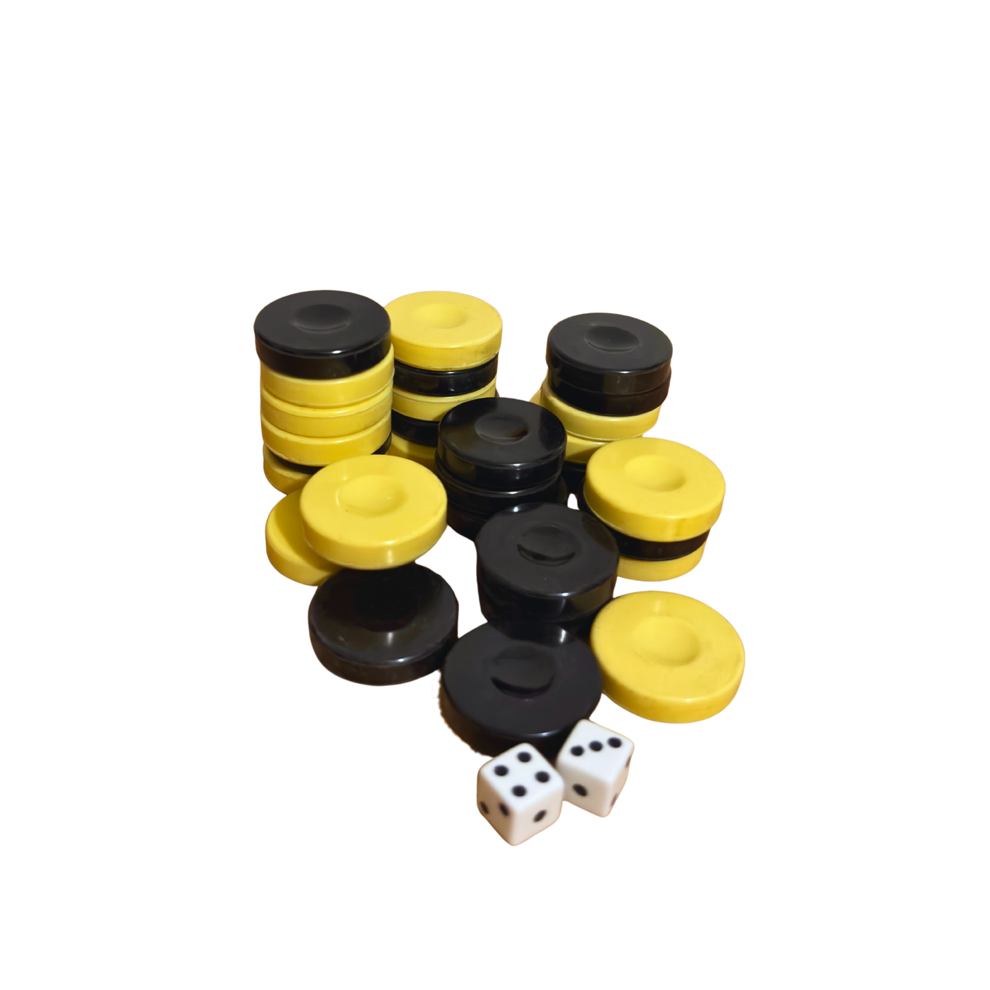 Originales Backgammon-Spielsteine-Set – Weiß & Schwarz mit Würfeln