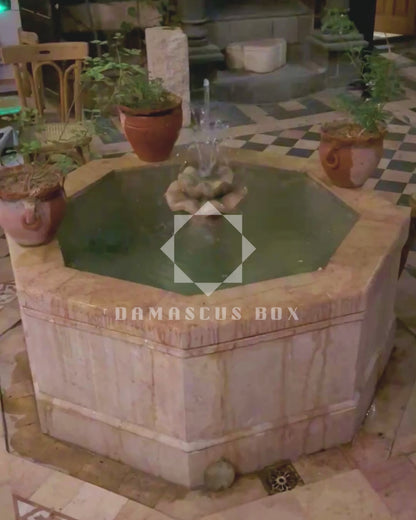 Damast Mozaïek Houten Dienblad – Parelmoer Inleg & Walnoot Afwerking